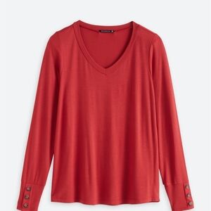Staccato Red Long Sleeve V-Neck Top